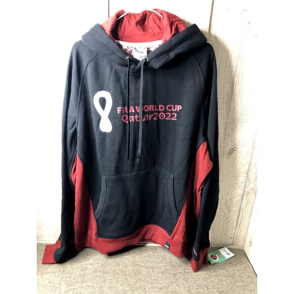 FIFA Other - FIFA World Cup Mens Hoodie Sweatshirt Size XXL Licensed 2022 Black Burgundy